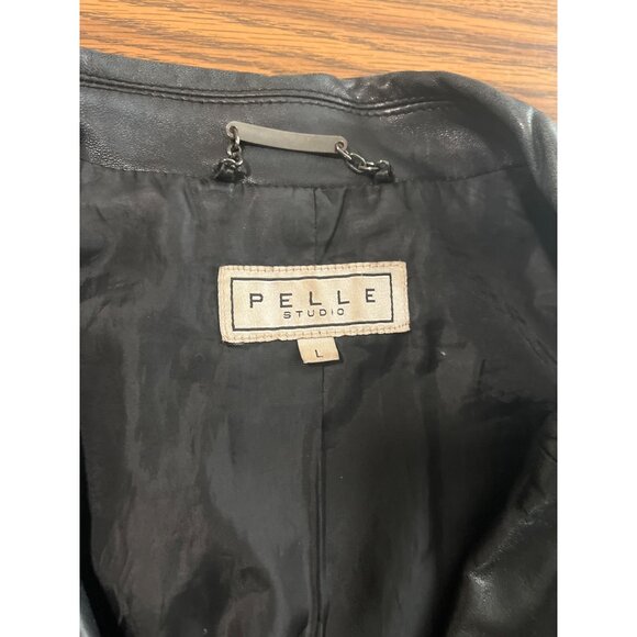 Pelle Studio black blazer button front collared leather jacket size Large - Picture 7 of 12